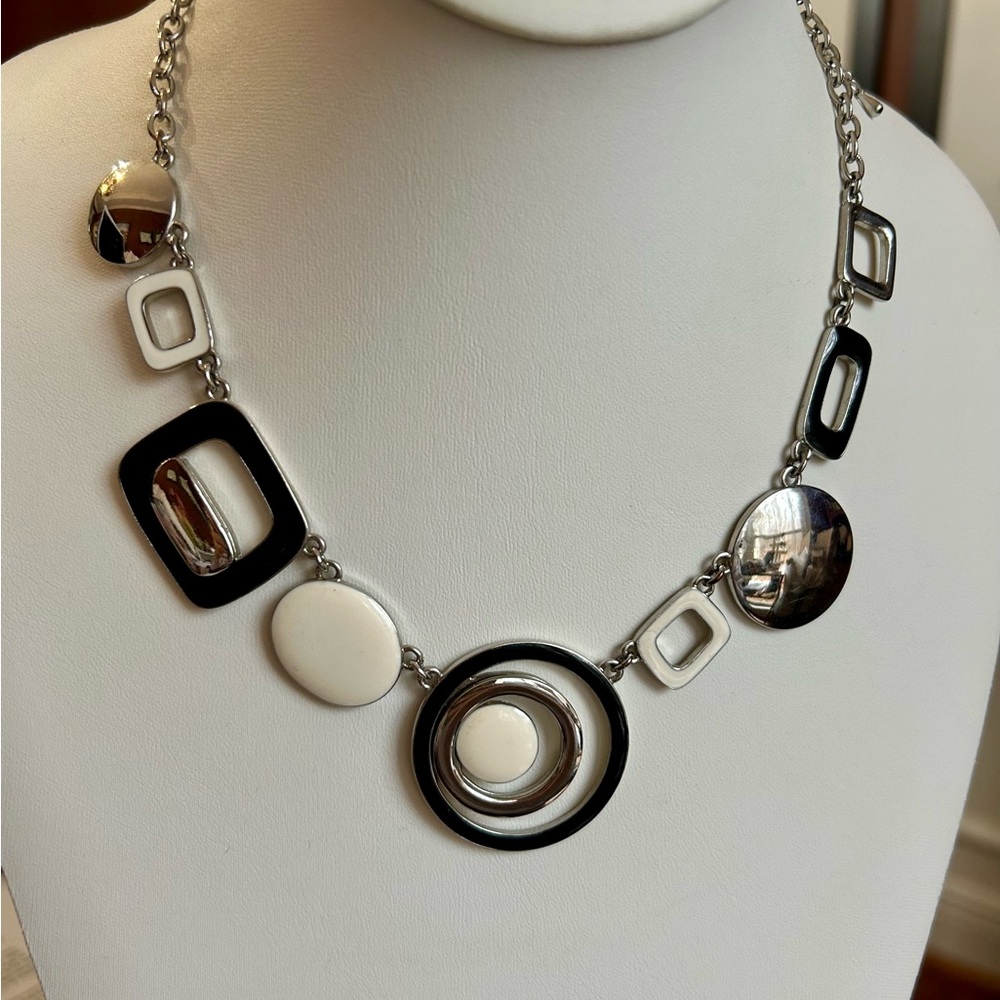 Lia Sophia Modernest Black and White Geometric Necklace